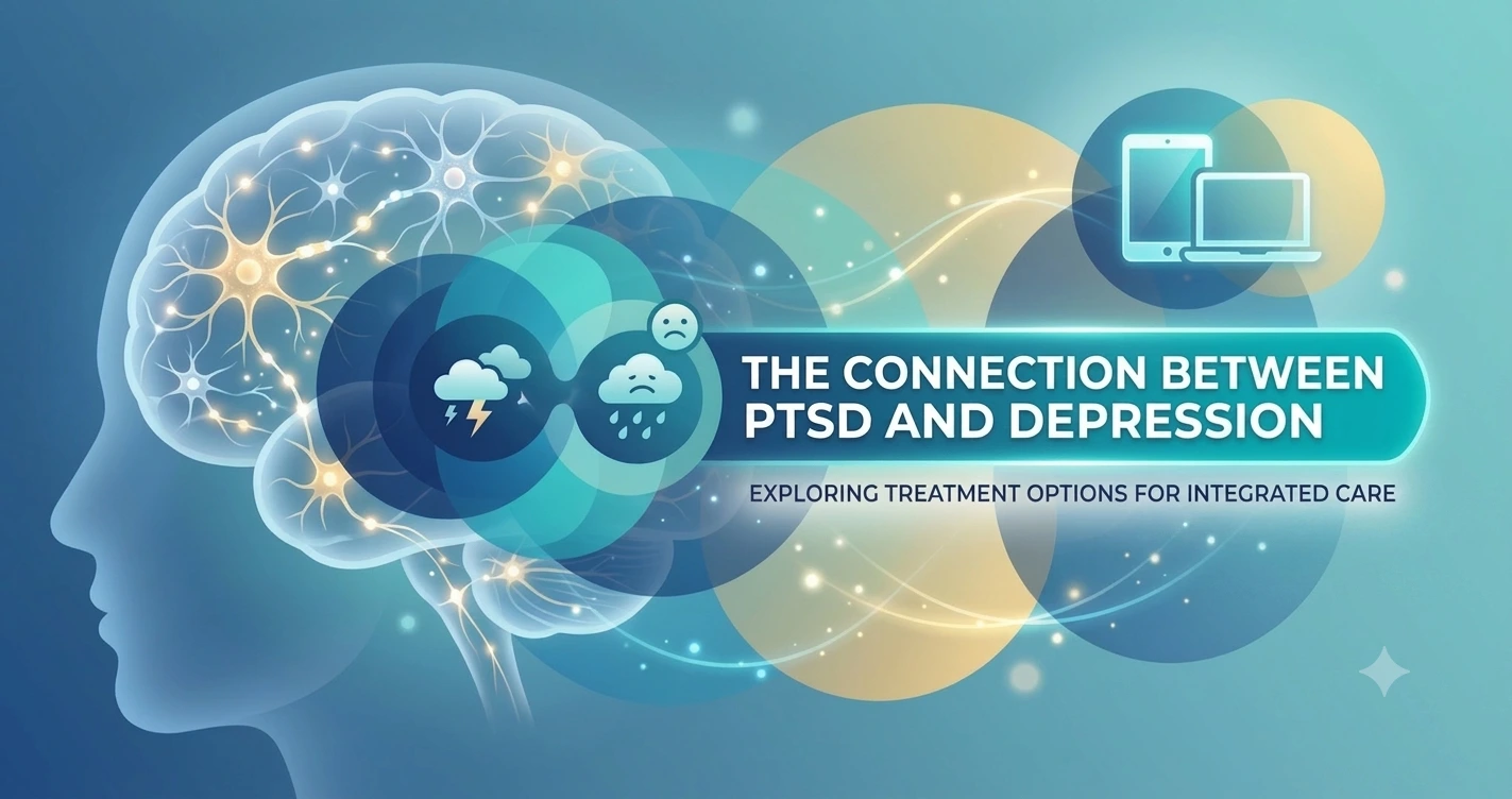 Illustration showing the connection between PTSD and depression